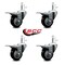 Service Caster 3'' Black Polyurethane Swivel 7/16'' Stem Caster Set with Total Lock Brake, 4PK SCC-GRTTL20S314-PPUB-BLK-716138-4 - alternate 2